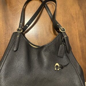 Coach Black Pebbled Leather Shoulder Bag
